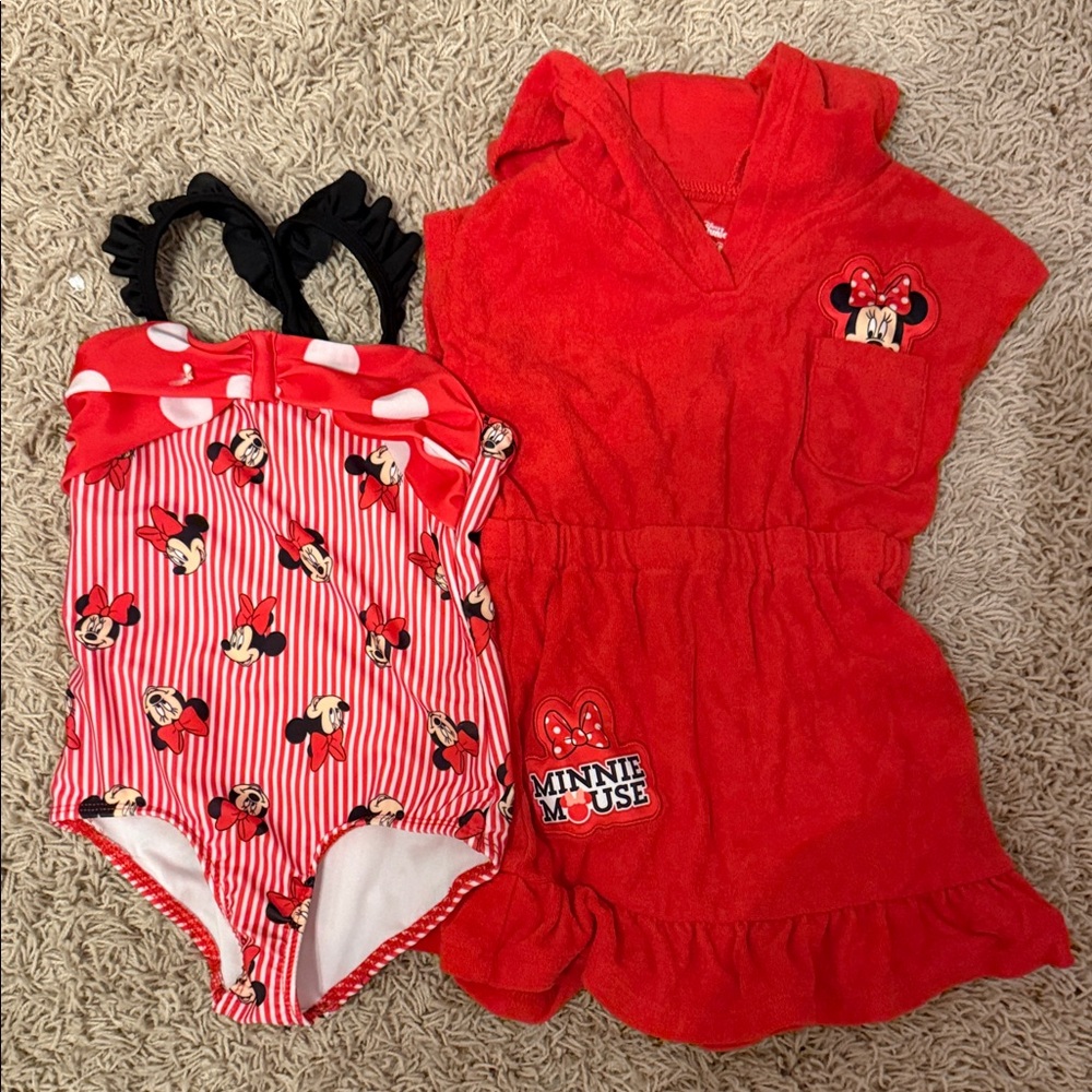 Disney Minnie Mouse Red Bodysuit and Cover-Up Set
